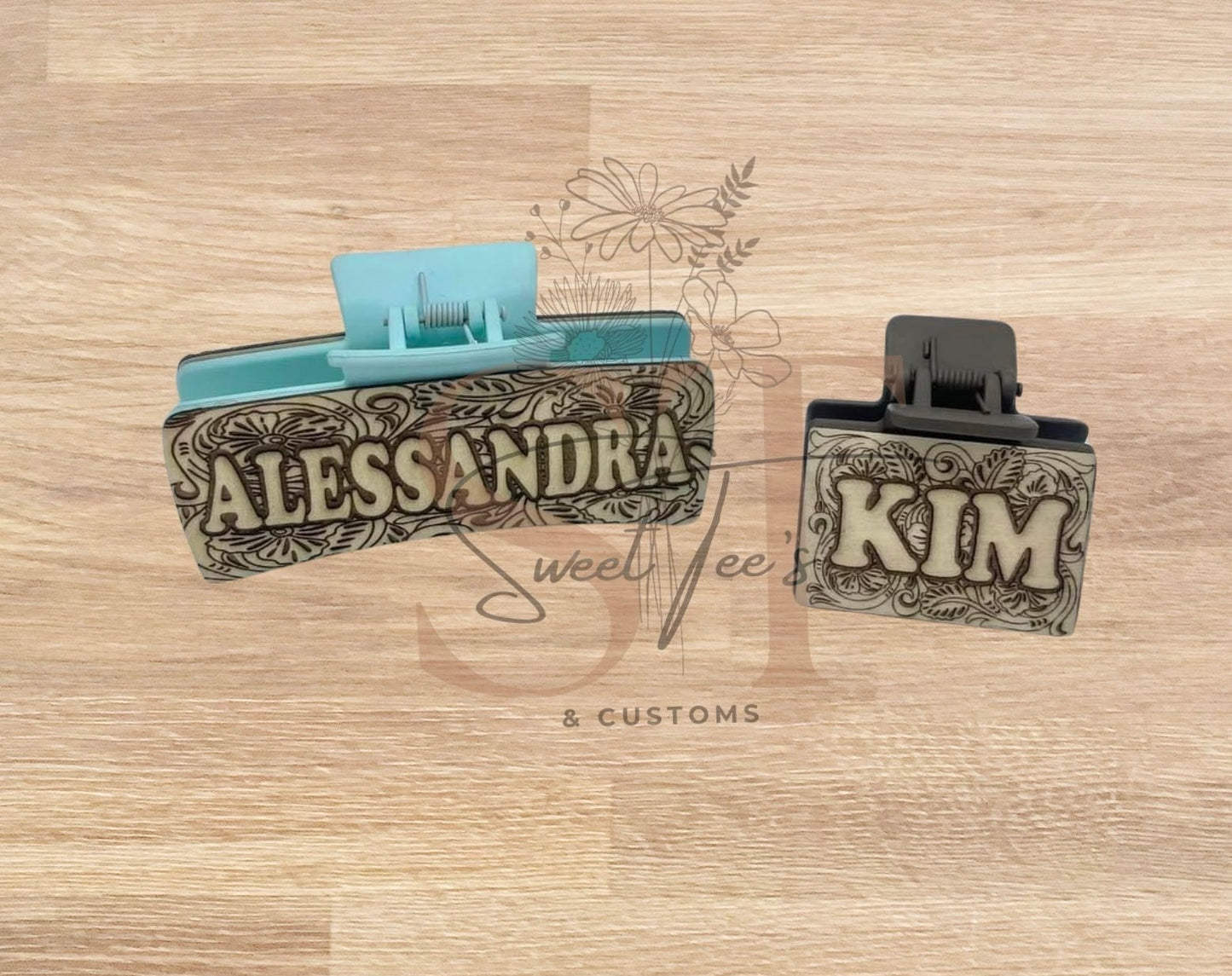 Personalized Large Wooden Hair Clip