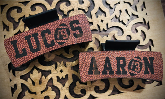 Large Football Leather Hair Clip